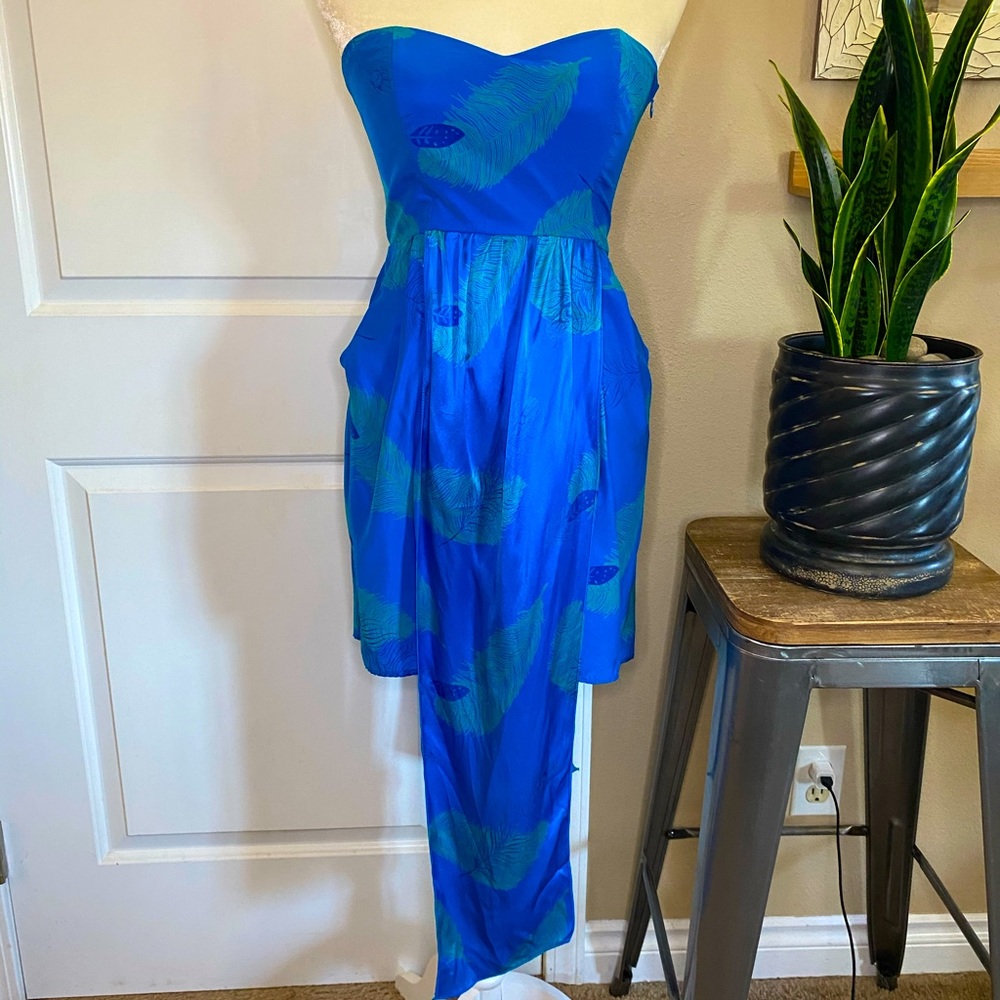 Addison Heart 100% Silk Peacock Feather Dress